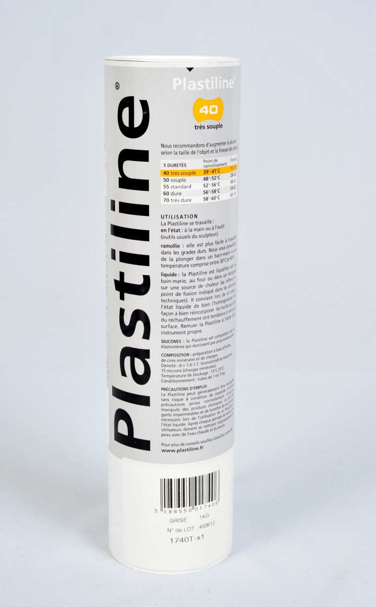 PLASTILINE 1KG GRISE DURETE 40 TRES SOUPLE